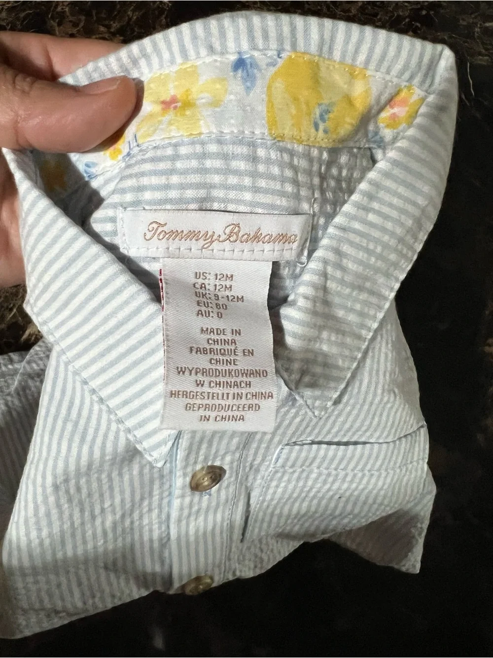🌼Tommy Bahama Kids Set with Light Blue Striped Button Down Shirt & Yellow Shorts
